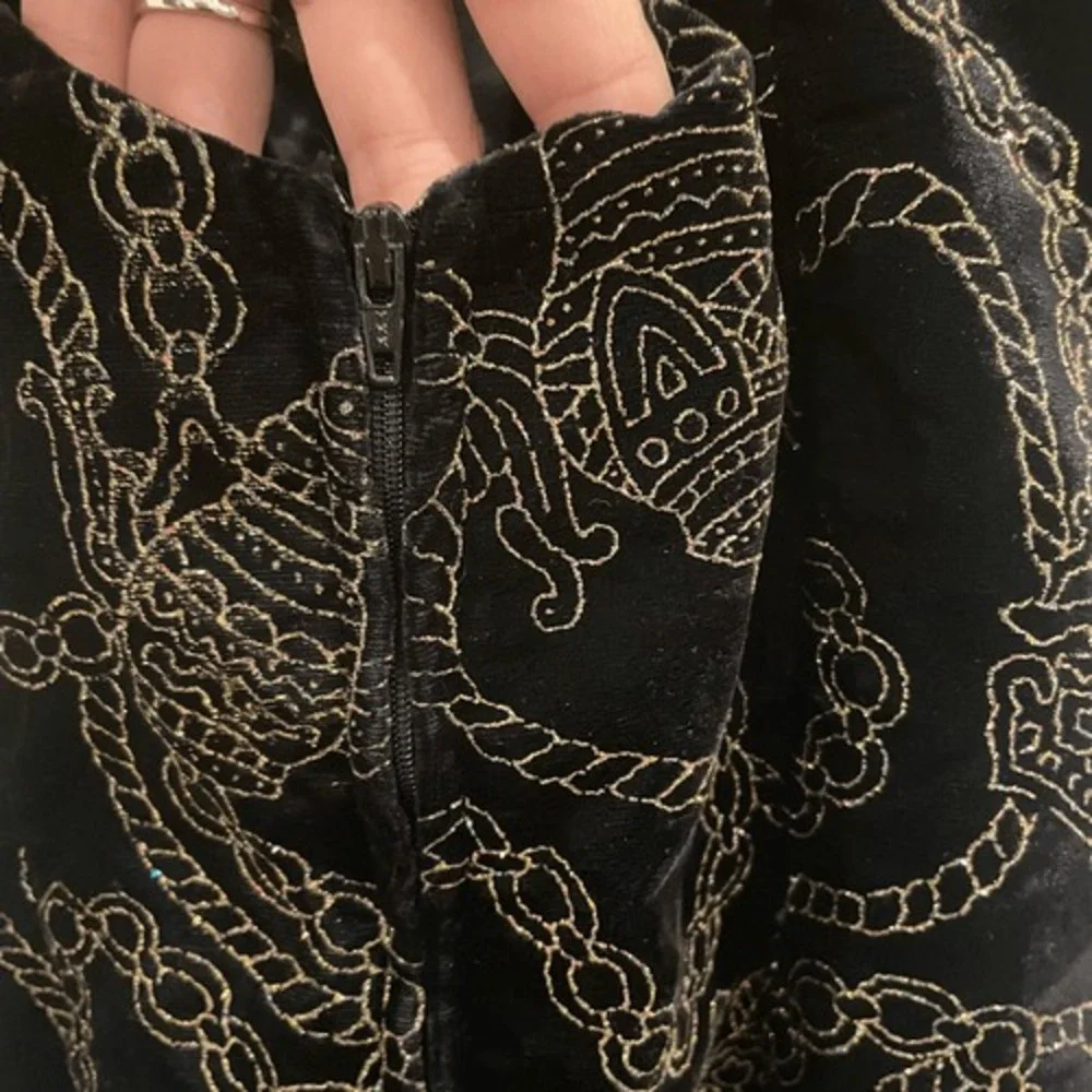 Vintage Jessica McClintock‎ Gunne Sax Black 80's Goth Glam Glitter Chain Dress M